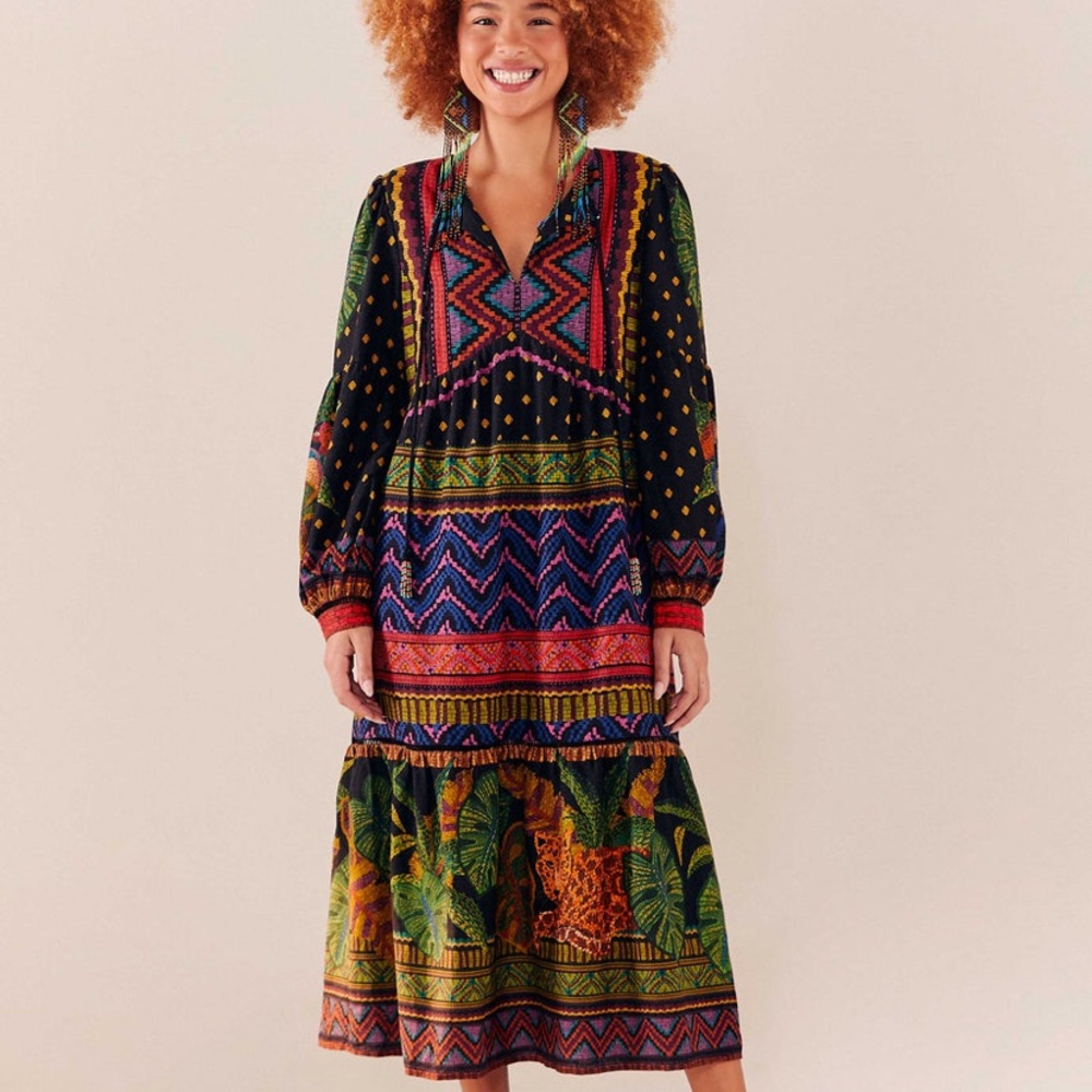 FARM RIO Forest Tapestry Midi Dress (NWT)